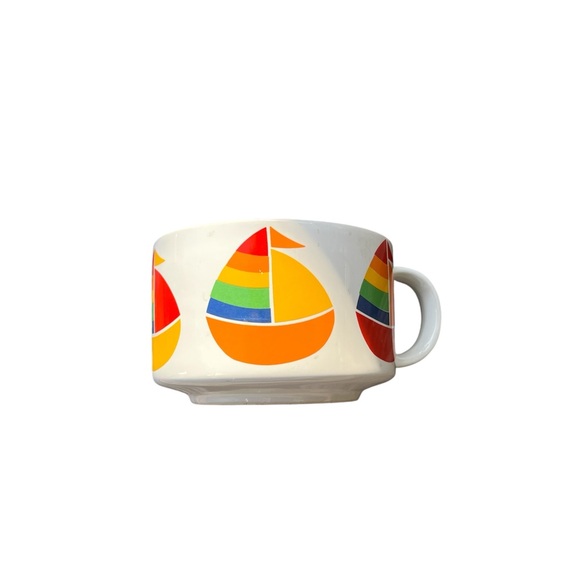 Rainbow Sailboat Soup Mug Bowl Grant Howard Multicolor - Picture 2 of 5